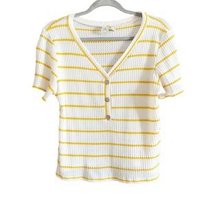 Paper Crane Yellow Striped Vneck cropped top Large